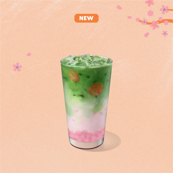 Iced Strawberry Mochi Blossom Pure Matcha Latte